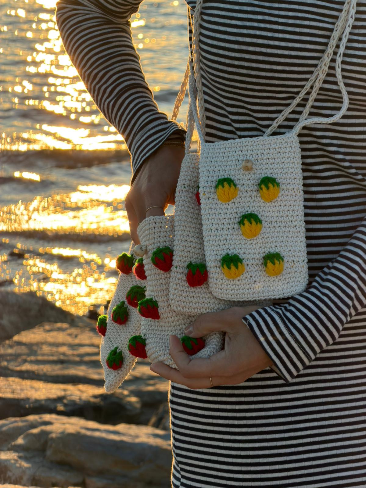 Phone Holder - (with crocheted lemons)